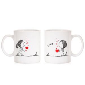 커플머그컵 2개 세트 웨딩 여자친구 선물 학교 관공서 커플컵