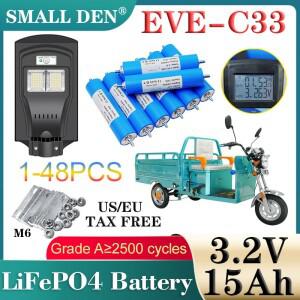 1-48개 신형 3.2V C33 15Ah 리튬인산스틸 충전식 배터리 에브급 A DIY 12v 24v 48v 전기 바이크 오토바이