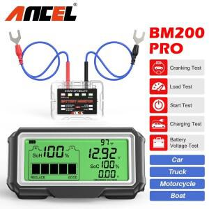 ANCEL BM200 PRO 12V LED 자동차 배터리 테스터 모니터 헤드업 디스플레이 방수 SOH SOC 2차전지 용량 분석