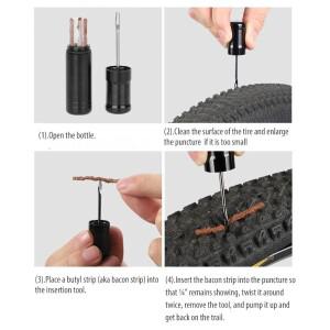 미니 소형 튜브리스 타이어 수리 도구 EDC 비상 키트 접착 패치 고무 플러그 포함 MTB 로드 바이크용