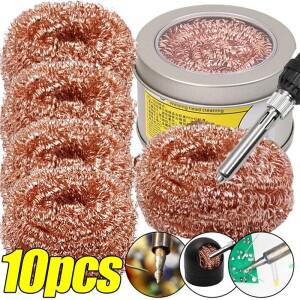 황동 납땜 팁 클리너 스폰지 볼 구리 와이어 스크러버  다리미 팁   산화물 제거 워터 필요 없음  10-1 개