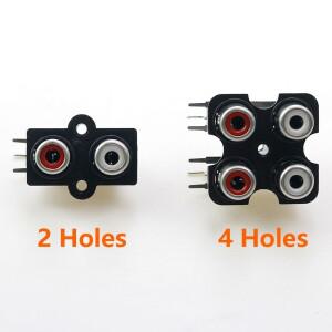 1Pcs 2/4 구멍 RCA 암 스테레오 소켓 커넥터 Lotus Row 증폭기 인터페이스 AV 오디오 비디오 입력 신호 연