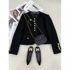 트위드 자켓 여자 린넨 크롭 코트 여성 가죽 청 재킷 용수철 여성용 작은 향수 버클 상의 시크 긴팔 가을