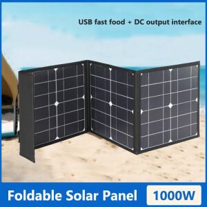 1000W 접이식 태양광 패널 휴대용 배터리 충전기 파워 뱅크 셀 USB+DC 출력 모바일폰 캠핑 하이킹 아웃도어