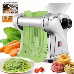 NEWTRY 전기 파스타 메이커 누들 만들기 기계 반죽 롤러 커터 두께 조절 가능한 스테인리스 스틸 US 110V