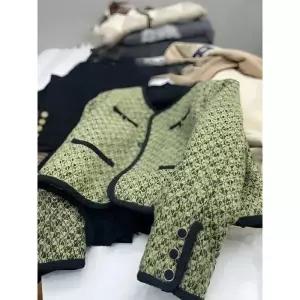 트위드 자켓 여자 린넨 크롭 코트 여성 가죽 청 재킷 여성용 블레이저 울 빈티지 시크 짧은 그린 오피스 레