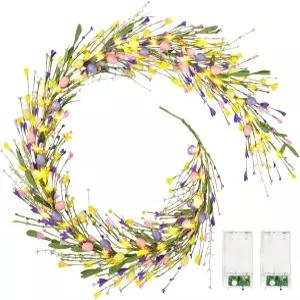 맨틀 봄 여름용 6.5피트 부활절 알록달록한 달걀 화환 인공 꽃 가정용 벽난로 실내 휴일 장식용 덩굴