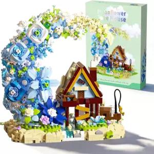MJDDJA 달 플라워 빌딩 세트 1343 PCS 미니 벽돌 부케 요정 오두막 블록 식물 컬렉션 가정 장식