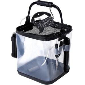 낚시용품 수납 포켓 포함 L A Y 투명 낚시 양동이 접이식과 수납을 동시에 24cm 메쉬 뚜껑 다기능 물 퍼기