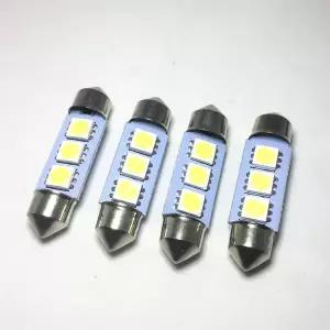 호환  4PCS 36mm 39mm 41mm 자동 자동차 꽃줄 돔 LED 5050 3-SMD 흰색 독서 등 번호판 램프 칩 전구