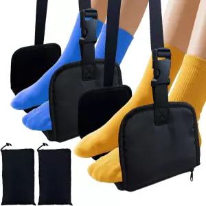 2피스 업그레이드된 비행기 발판 해먹 - 대형 메모리 폼 지지대 및 조절 가능한 스트랩 여행 필수품