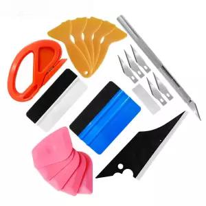 차량 윈도우 틴팅 도구 세트 펠트 스퀴지 하드 스크레이퍼 자동차 랩핑 필름 설치 키트 액세서리