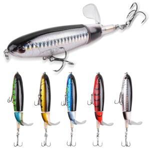 배스를 위한 와퍼 낚시 미끼, 파이크 메기 배스 소금물 담수를 회전 꼬리 트레블 훅이 있는 5pcs 미끼