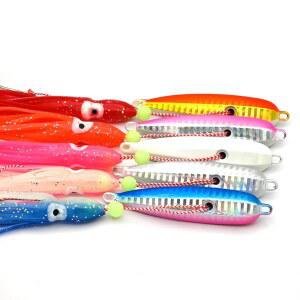 오징어 지그 미끼, 수영 지그, 5피스 키트, 소금물 바다 낚시, 글로우 메탈 낚시 헤드, 문어 배스 플라이 킹피쉬 스내퍼 그루퍼