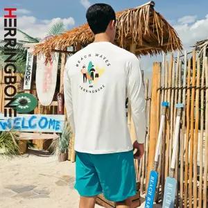 남자 래쉬가드세트 루즈핏 긴팔 스윔팬츠 반바지 수영복 비치웨어 상의 하의 RH364 AH325 - RH364_서핑맨