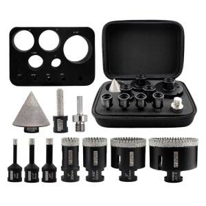 DT DIATOOL 다이아몬드 타일 코어 드릴 어댑터 육각 10mm 10 밀링 50 챔퍼 핑거 50mm 세트 화강암용 세라믹 비트 25 대리석 35 65mm 도자기