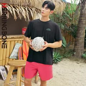 남자 래쉬가드세트 루즈핏 반팔 수영복 반바지 스윔팬츠 비치웨어 상의 하의 RH366 AC900 - 선셋시티 블랙(