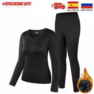 등산티셔츠 여성용 플리스 안감 보온 속옷 남성 스키 베이스 레이어 롱 존스 셔츠 및 상의 하의