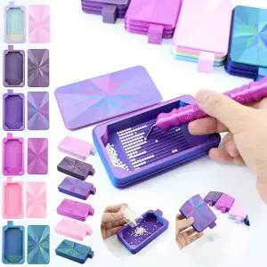 호환  그라데이션 컬러 다이아몬드 아트 트레이 뚜껑 포함 다이아몬드 페인팅 DIY 공예 도구