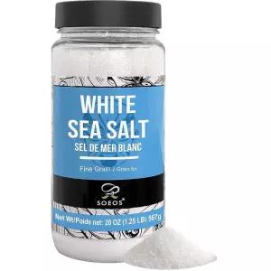 Soeos 바다 소금 미 곡물 591.5ml20온스 0.6kg1.3파운드 GMO 프리 히말라야 화이트 그라인더 리필용 암염 1