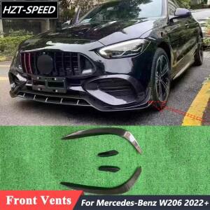 메르세데스-벤츠 W206 튜닝 2022 Up 용 4PCS 탄소 섬유 앞 범퍼 에어 벤트 트림