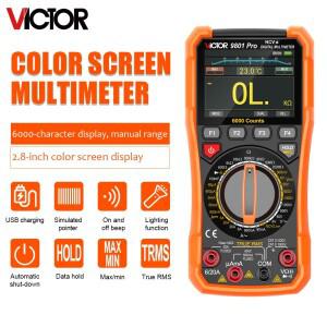 빅터 9801 프로 디지털 멀티미터 6000 카운트 TFT 컬러 스크린 ACDC 1000V NCV 라이브 와이어 지능형 다이