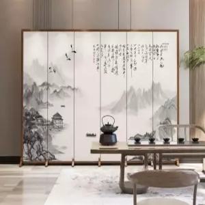 6폭 병풍 제사용 파티션 스크린 매화 벚꽃 접이식 인테리어 가벽 폴딩