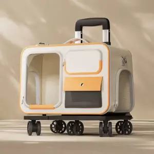 휴대용 캐리어 고양이 네모 이동장 케이스 투명 백팩 외출용 트롤리백