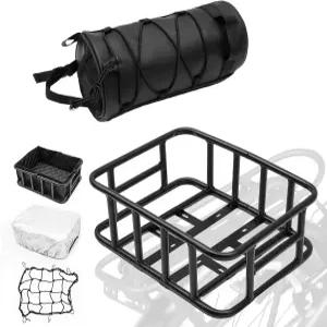 TGBROS 6-in-1 자전거 바구니 리어 랙 카고 네트가 있는 핸들바 백 라이너 방수 커버 대형 헤비 듀티