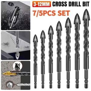 75PCS 벽돌 드릴 비트 세트 벽돌플라스틱유리타일블랙 육각 생크 타일 도구에 대 한 3-12mm 콘크리트