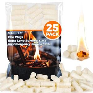 마지한 파이어 스타터 - 25PACK 플러그 생존 도구, 캠프파이어용 스타터, 키트, 생존용 바비큐 벽난로 캠핑용 스틱