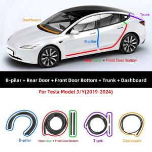 모델 Y 3 2019 용 도어 씰 방음 키트 윈드 노이즈 앞 트렁크 스트립 실링 세트