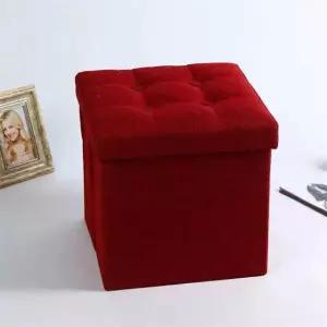 수납 벤치 패브릭 사각 스툴 인테리어 정리함 가정용 등받이 빨강