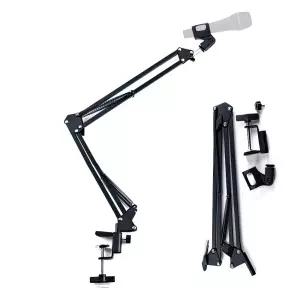 컴스 탁상 고정용 마이크 거치대 스탠드 마이크걸이 받침대 녹음용