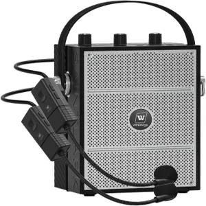 헤드셋 마이크 2개가 있는 SANMIC 50W 음성 증폭기 스피커가 휴대용 사운드 시스템 교사 교실 야외