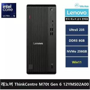 레노버 데스크탑 ThinkCentre M70t Gen6 12YMS02A00 코어 울트라5 235/AI PC/8gb/256gb/Win11 Pro - ps