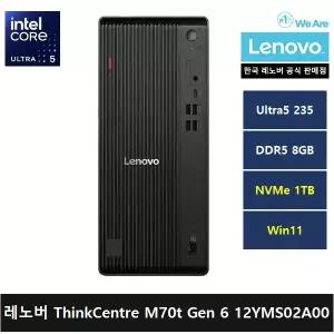 레노버 데스크탑 ThinkCentre M70t Gen6 12YMS02A00 코어 울트라5 235/AI PC/8gb/1tb/Win11 Pro - ps