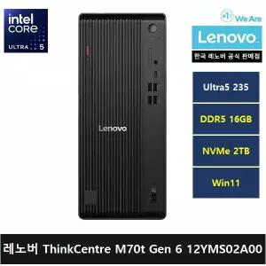 레노버 데스크탑 ThinkCentre M70t Gen6 12YMS02A00 코어 울트라5 235/AI PC/16gb/2tb/Win11 Pro - ps