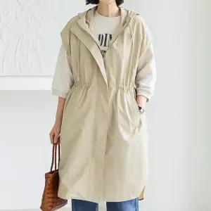 김여사, [빅사이즈](신상)(66-88) 네추럴 후드 롱 조끼 1VE603311