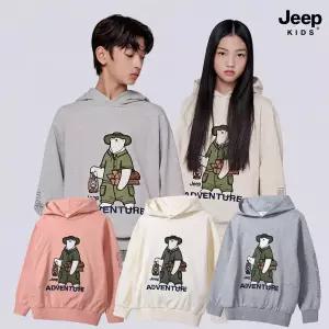 [백화점상품] 지프 키즈 맨투맨 주니어맨투맨 베어 아플리케 셋업 후드
