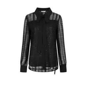 [JJ지고트](김해점)타이넥 스팽글 레이스 블라우스 GP3A0BL111