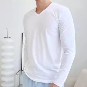 브이넥 남자 얇은 운동 정장 긴팔티 셔츠 이너 브이넥 남자 긴팔 면티 남성 면 티셔츠
