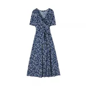 꽃무늬 반 랩 플레어 롱원피스 AQ2WO643