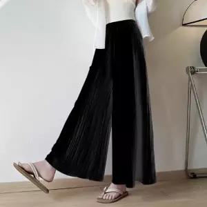 여성 여름용 와이드 밴딩 블랙 팬츠 치마바지