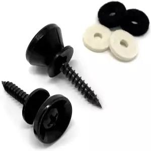 펜더 기타와 베이스를 위한 빈티지 포지 스트랩 버튼 블랙 2 나사 및 펠트 와셔 SB50-BLK 포함