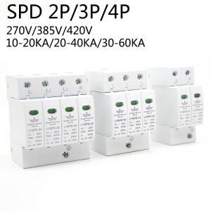 AC SPD 4P 3P 2P+N 10-20KA 20-40KA 30-60KA 275V 385V 420V 하우스 서지 보호기 저전압 피뢰기 장치
