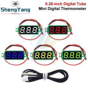 DC 12V 24V 미니 디지털 LED 온도계 자동차 모니터 패널 미터 측정 범위 -50-125C 프로브 포함