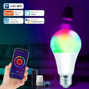 투야/스마트 라이프 앱 원격 제어 Wi-Fi LED 전구 AC 85-265V 12W 15W 18W 스마트 E27 램프 Alexa, Google