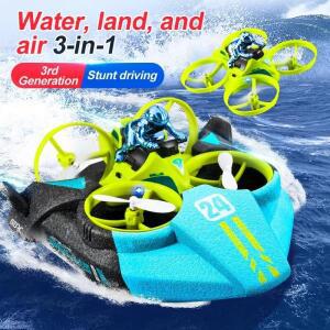 RC 미니 드론 고도 홀드 헤드리스 모드 3 in 1 Sea Land Air Flight 2.4G 6 축 Quadcopter 보트 헬리콥터 F