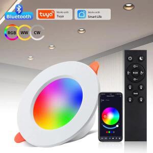 투야 블루투스 스마트 LED 다운라이트 10W 라이프 앱 램프 전구 디밍 가능 RGB RF 2.4G 원격 그룹 제어 스